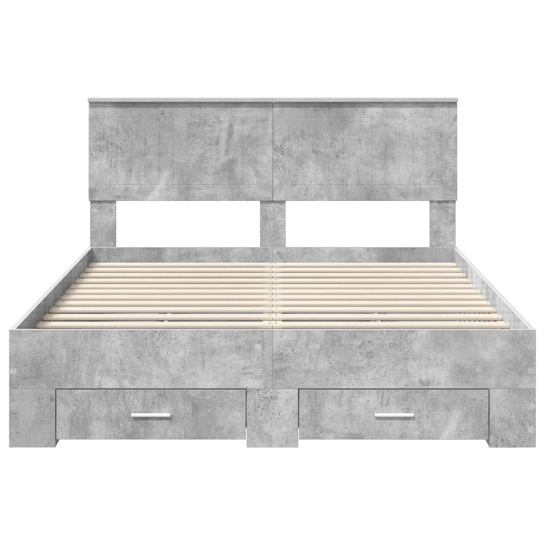 Sengestel med skuffe Betongrå 135 x 190 cm Konstrueret træ