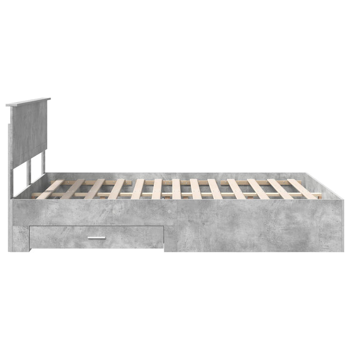 Sengestel med skuffe Betongrå 135 x 190 cm Konstrueret træ