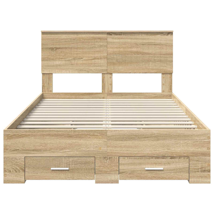 Sengestel med skuffe Sonoma-eg 120 x 200 cm Konstrueret træ