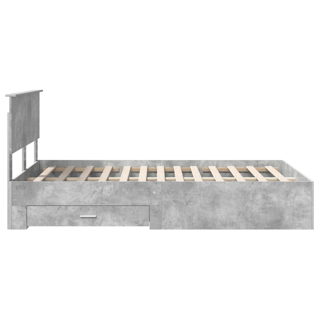 Sengestel med skuffe Betongrå 120 x 190 cm Konstrueret træ