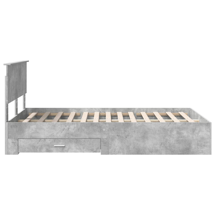 Sengestel med skuffe Betongrå 120 x 190 cm Konstrueret træ