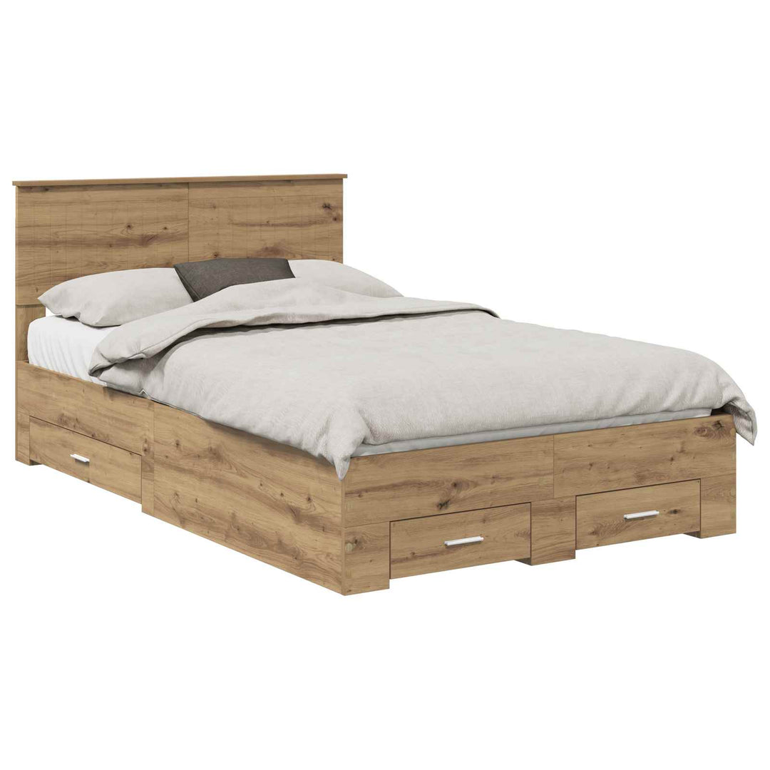 Sengestel med skuffe Artisan-eg 120 x 190 cm Konstrueret træ
