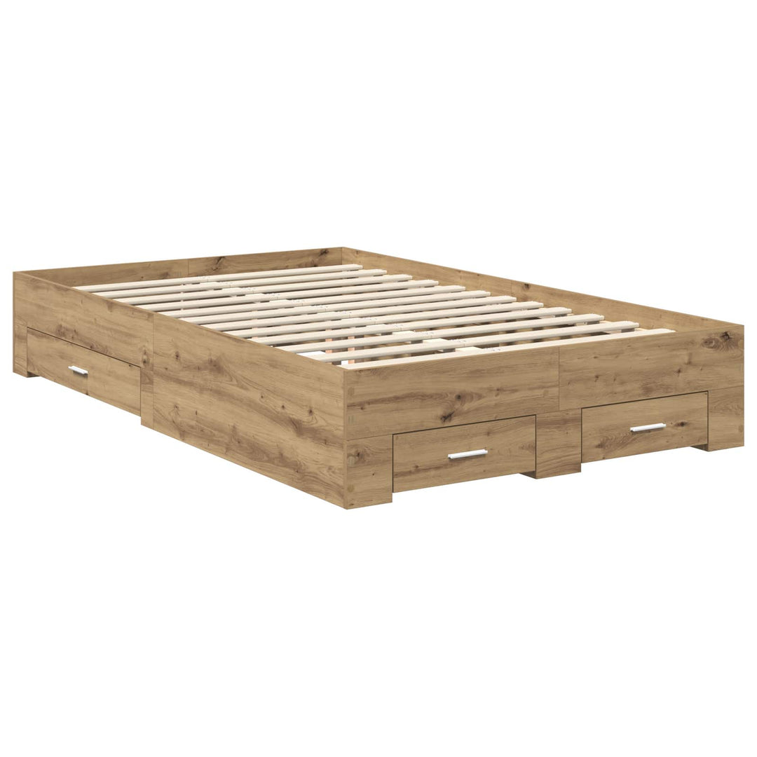 Sengestel med skuffe Artisan-eg 120 x 190 cm Konstrueret træ