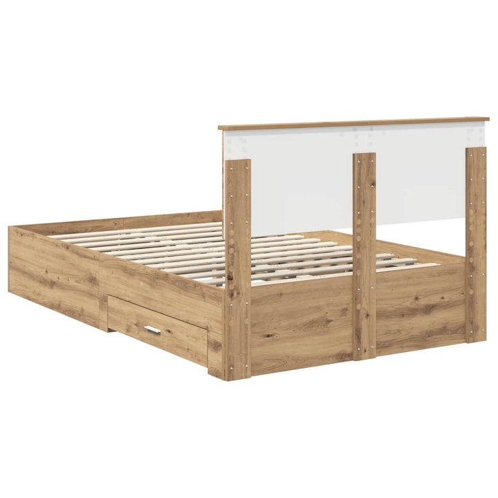 Sengestel med skuffe Artisan-eg 120 x 190 cm Konstrueret træ