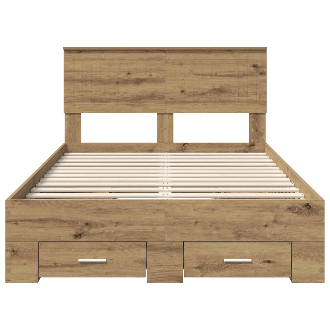 Sengestel med skuffe Artisan-eg 120 x 190 cm Konstrueret træ