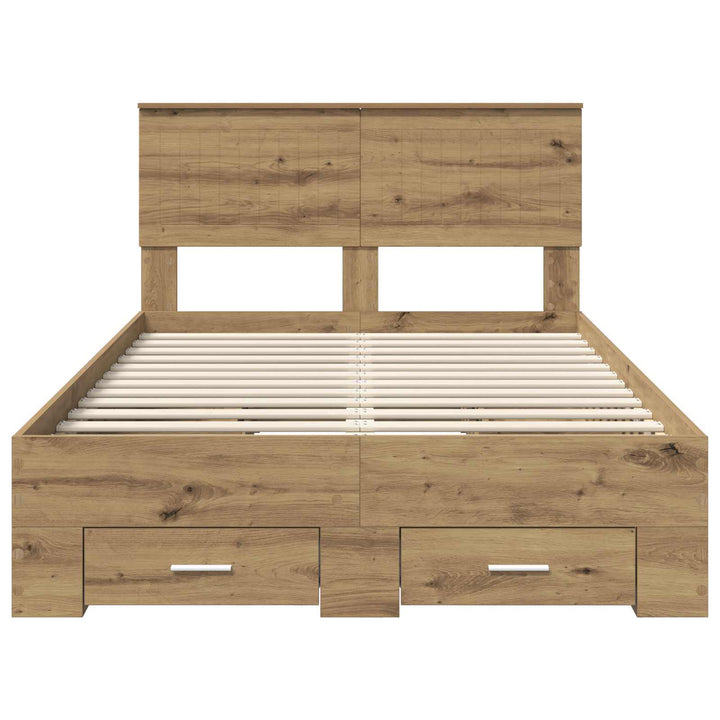 Sengestel med skuffe Artisan-eg 120 x 190 cm Konstrueret træ