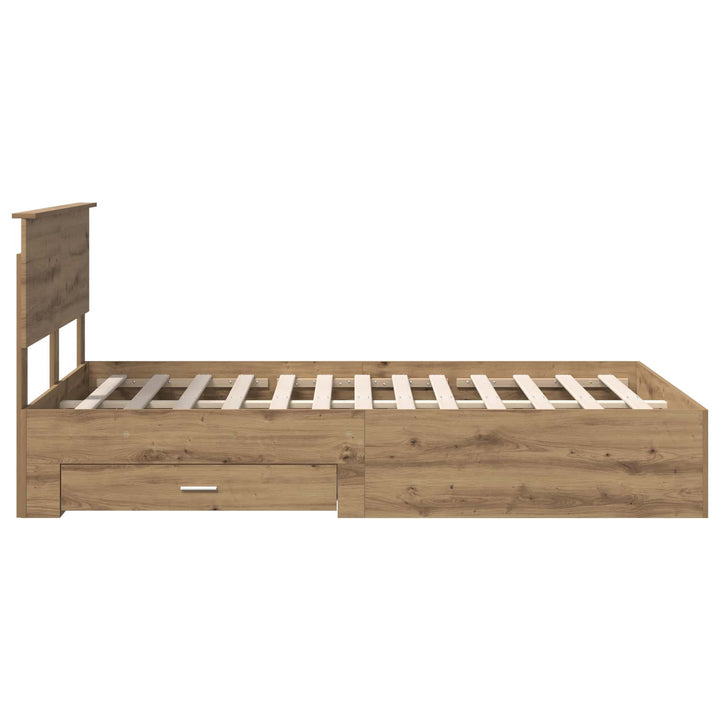 Sengestel med skuffe Artisan-eg 120 x 190 cm Konstrueret træ
