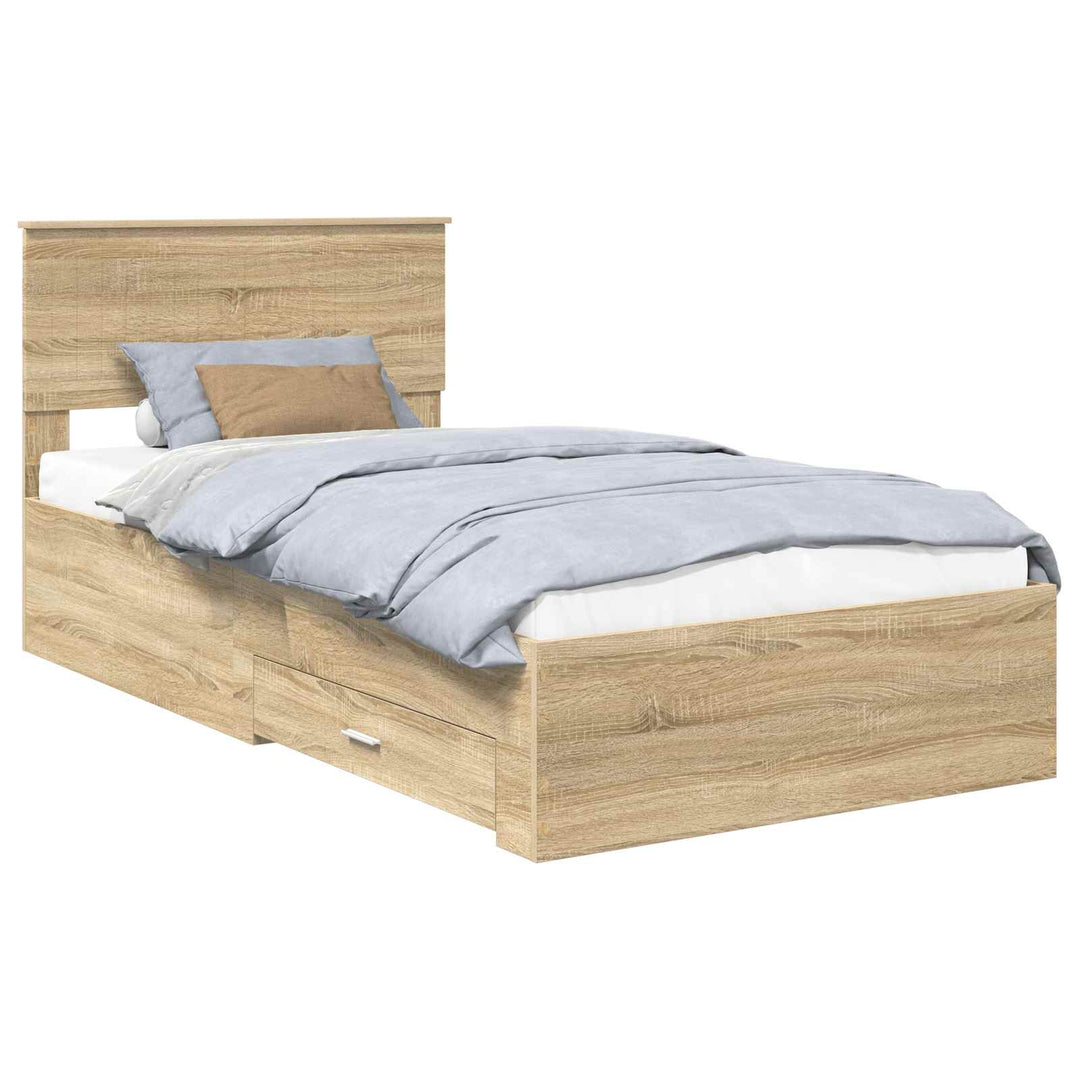 Sengestel med skuffe Sonoma-eg 100 x 200 cm Konstrueret træ