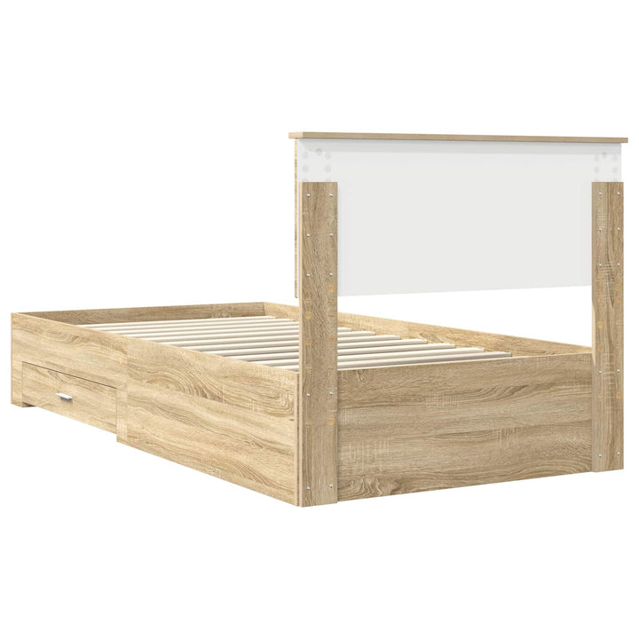 Sengestel med skuffe Sonoma-eg 100 x 200 cm Konstrueret træ
