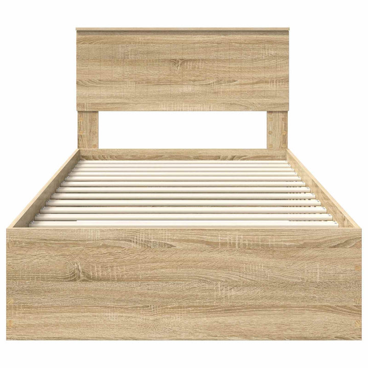 Sengestel med skuffe Sonoma-eg 100 x 200 cm Konstrueret træ