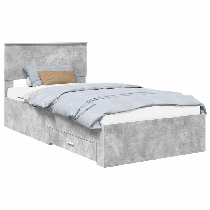 Sengestel med skuffe Betongrå 100 x 200 cm Konstrueret træ