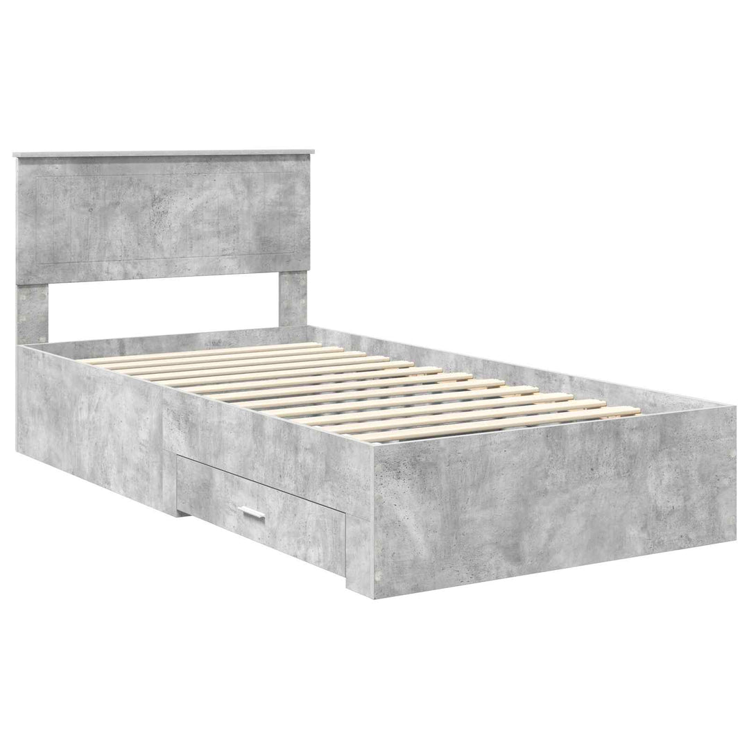 Sengestel med skuffe Betongrå 100 x 200 cm Konstrueret træ