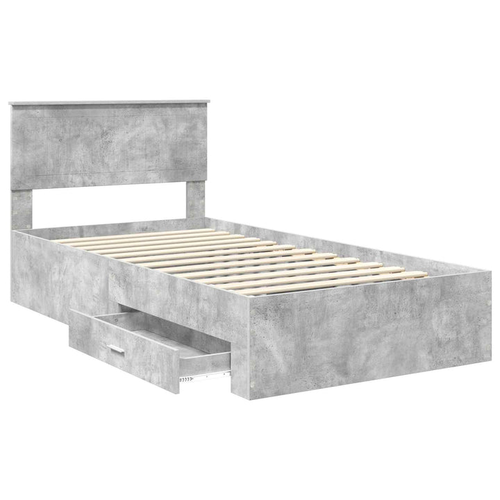 Sengestel med skuffe Betongrå 100 x 200 cm Konstrueret træ