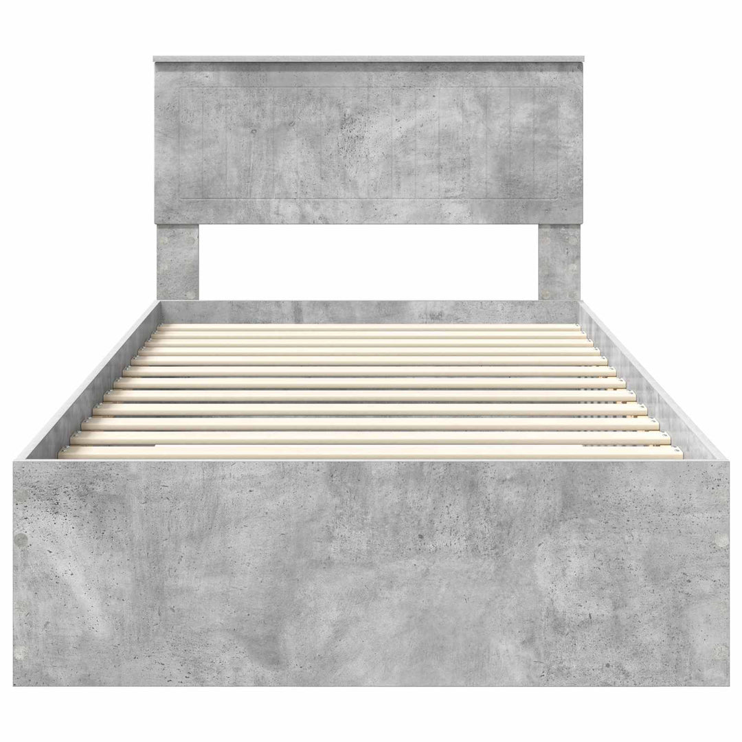 Sengestel med skuffe Betongrå 100 x 200 cm Konstrueret træ