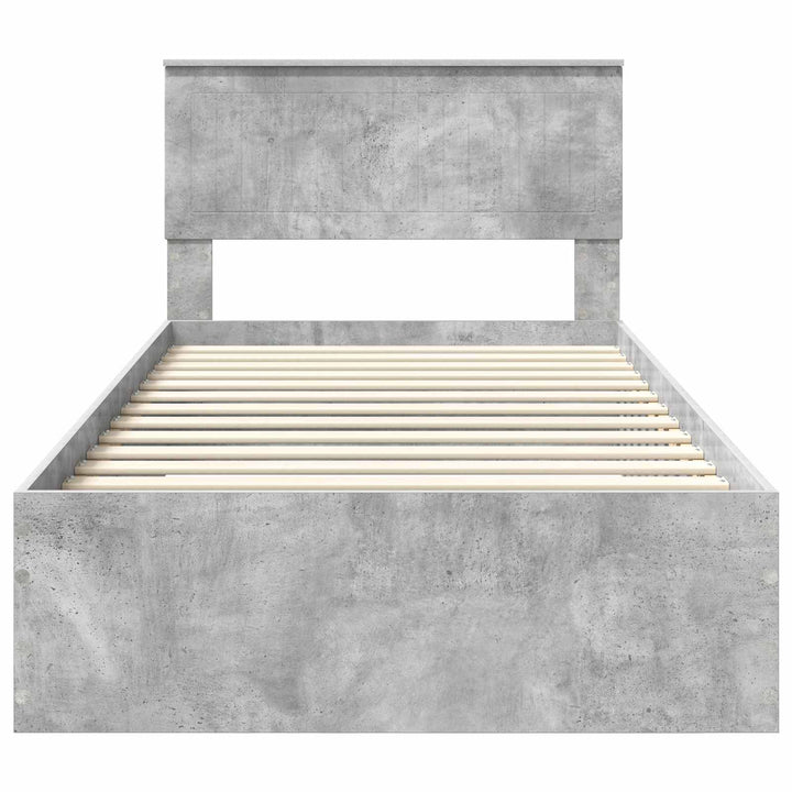 Sengestel med skuffe Betongrå 100 x 200 cm Konstrueret træ