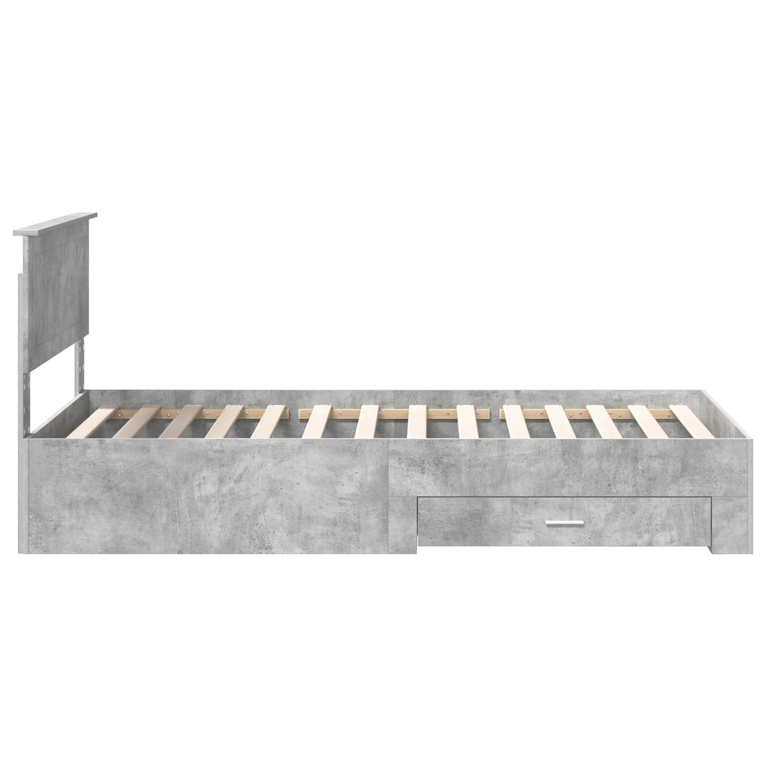 Sengestel med skuffe Betongrå 100 x 200 cm Konstrueret træ