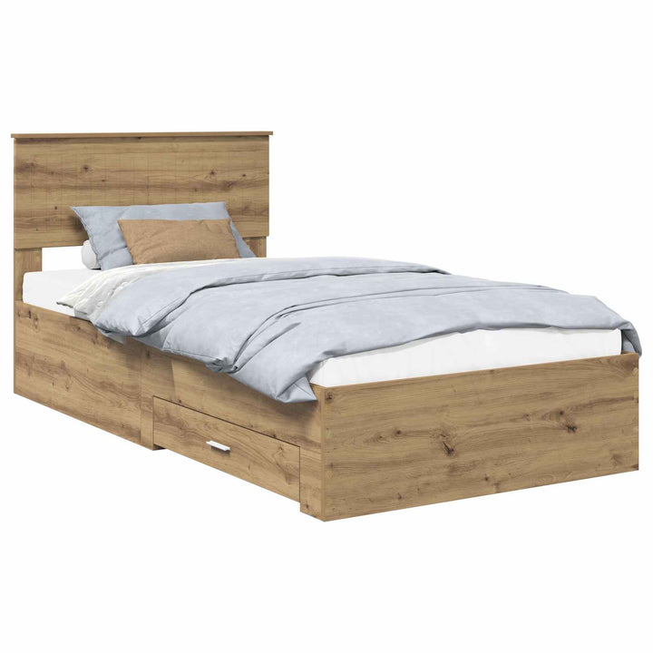 Sengestel med skuffe Artisan-eg 100 x 200 cm Konstrueret træ