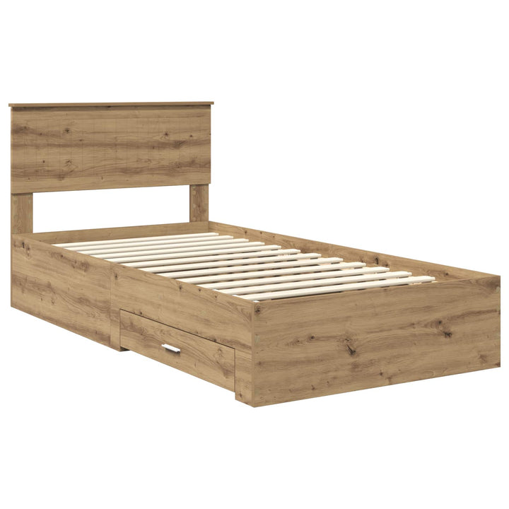 Sengestel med skuffe Artisan-eg 100 x 200 cm Konstrueret træ