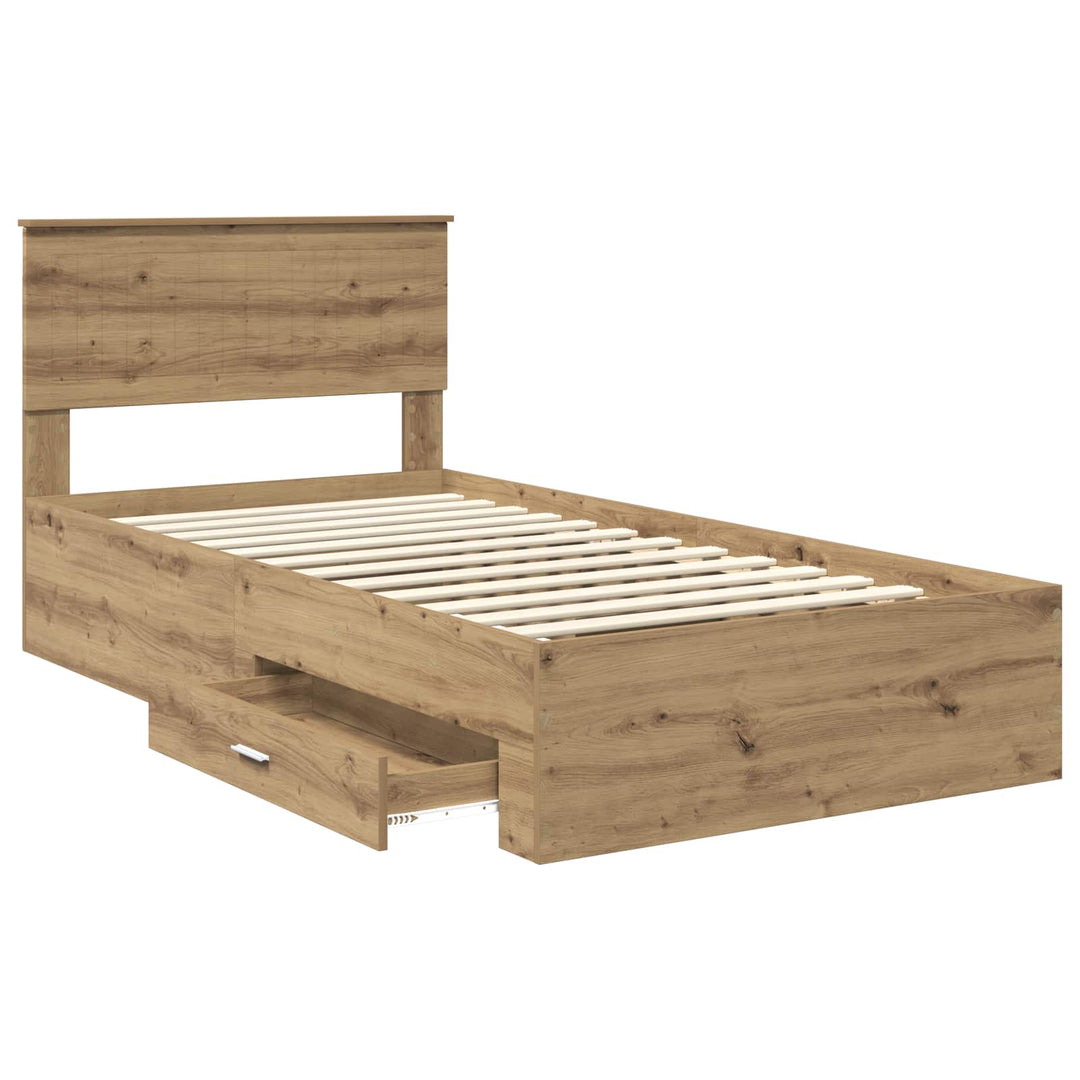 Sengestel med skuffe Artisan-eg 100 x 200 cm Konstrueret træ