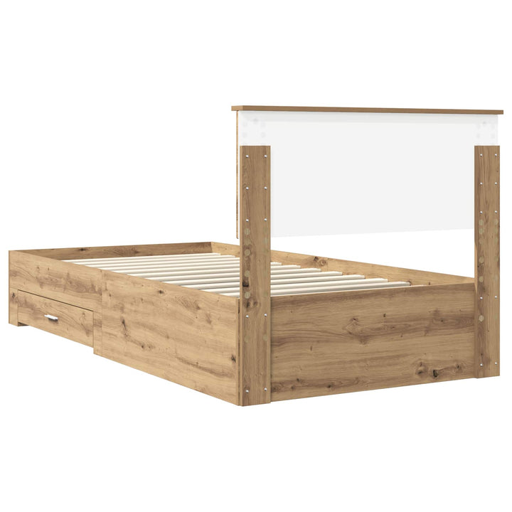 Sengestel med skuffe Artisan-eg 100 x 200 cm Konstrueret træ