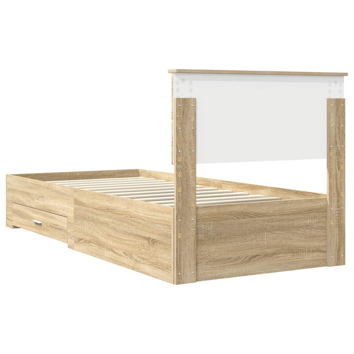 Sengestel med skuffe Sonoma-eg 90 x 200 cm Konstrueret træ