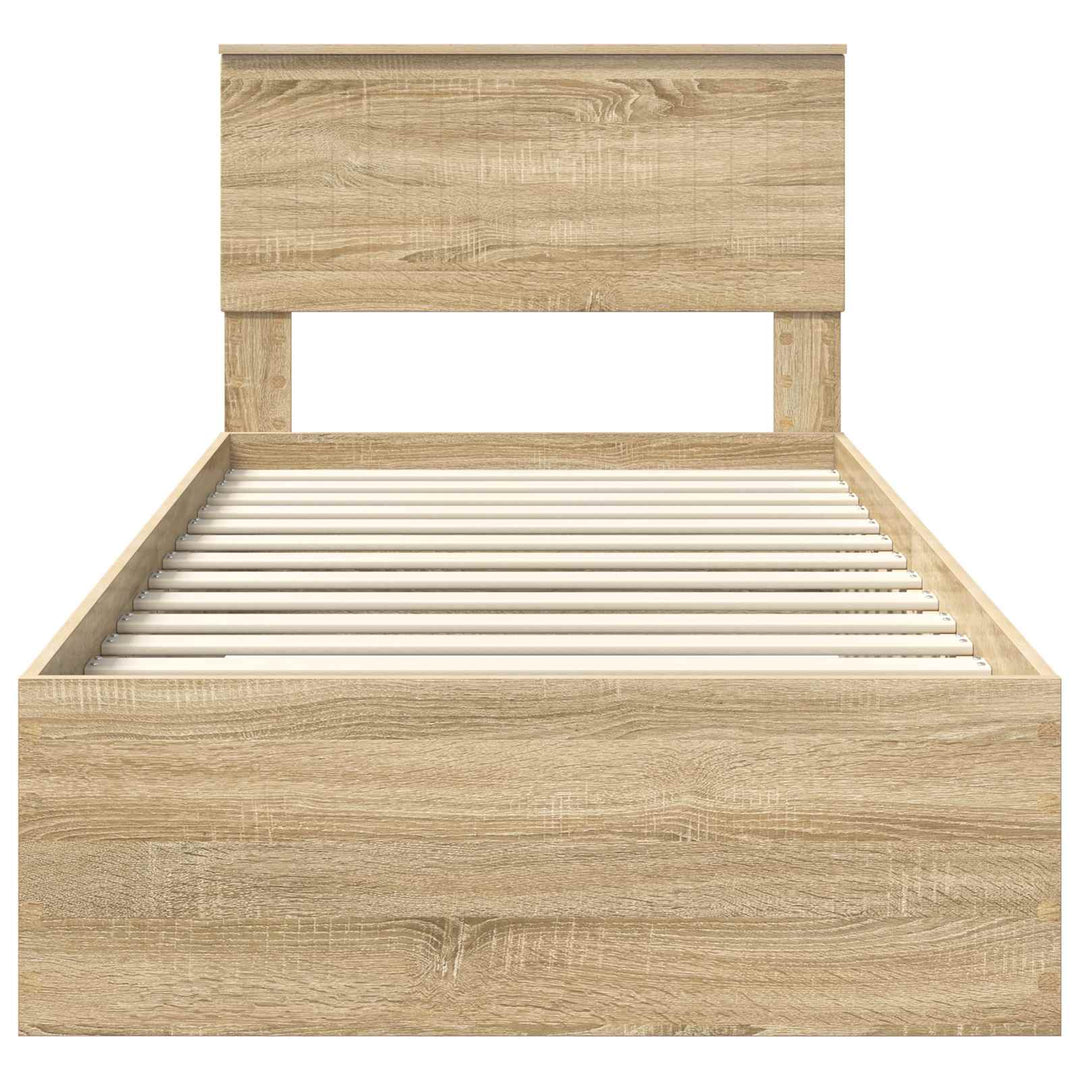 Sengestel med skuffe Sonoma-eg 90 x 200 cm Konstrueret træ