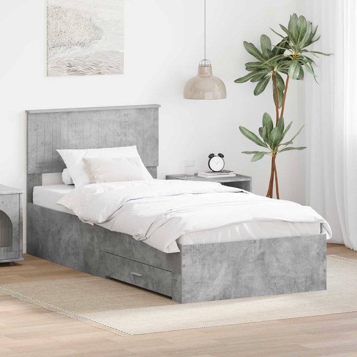 Sengestel med skuffe Betongrå 90 x 200 cm Konstrueret træ