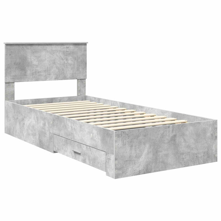 Sengestel med skuffe Betongrå 90 x 200 cm Konstrueret træ