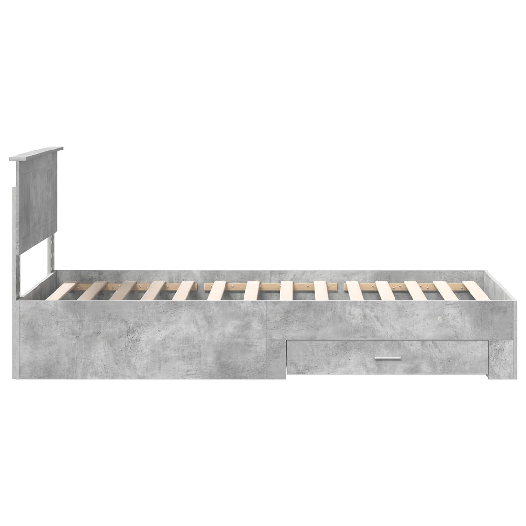 Sengestel med skuffe Betongrå 90 x 200 cm Konstrueret træ