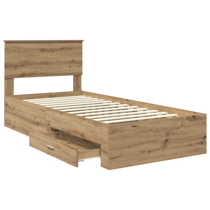 Sengestel med skuffe Artisan-eg 90 x 200 cm Konstrueret træ