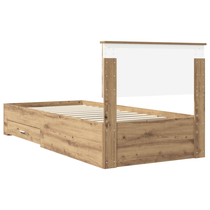 Sengestel med skuffe Artisan-eg 90 x 200 cm Konstrueret træ