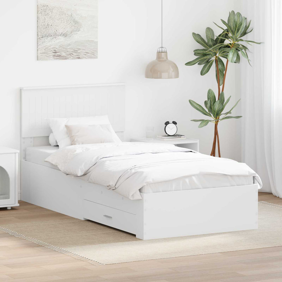 Sengestel med skuffe Hvid 90 x 190 cm Konstrueret træ