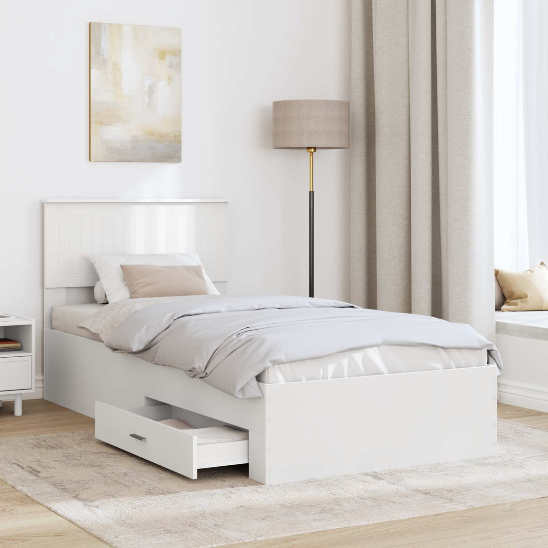 Sengestel med skuffe Hvid 90 x 190 cm Konstrueret træ