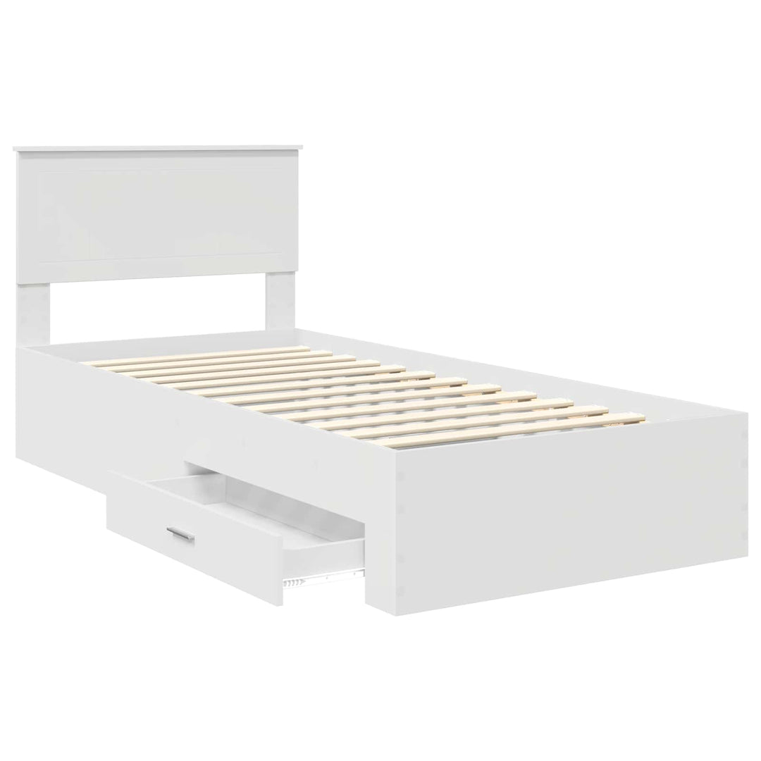 Sengestel med skuffe Hvid 90 x 190 cm Konstrueret træ