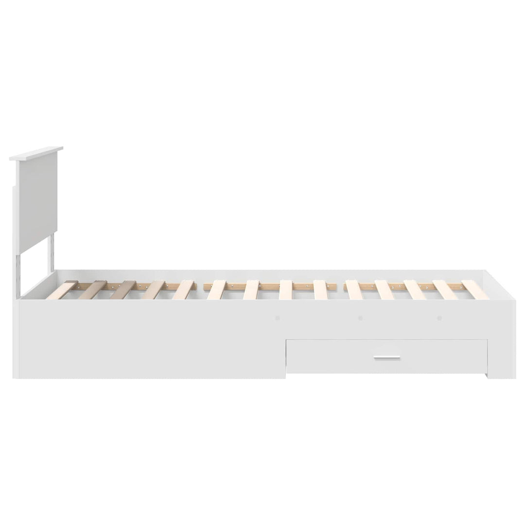Sengestel med skuffe Hvid 90 x 190 cm Konstrueret træ