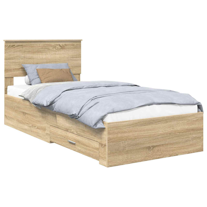 Sengestel med skuffe Sonoma-eg 90 x 190 cm Konstrueret træ