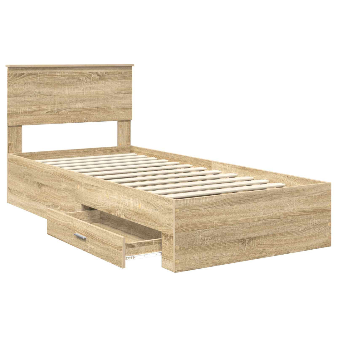Sengestel med skuffe Sonoma-eg 90 x 190 cm Konstrueret træ