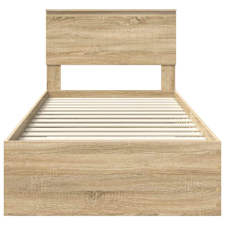 Sengestel med skuffe Sonoma-eg 90 x 190 cm Konstrueret træ