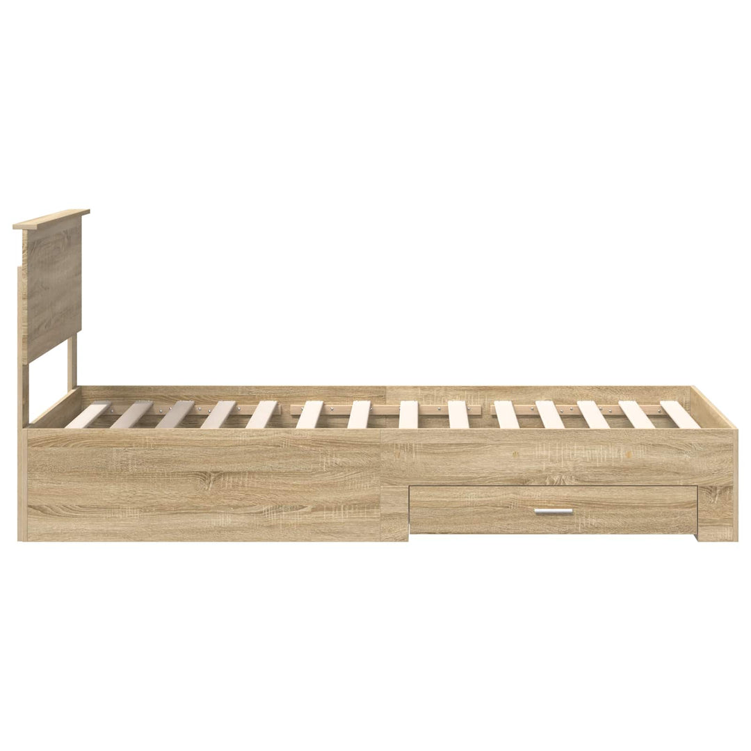 Sengestel med skuffe Sonoma-eg 90 x 190 cm Konstrueret træ