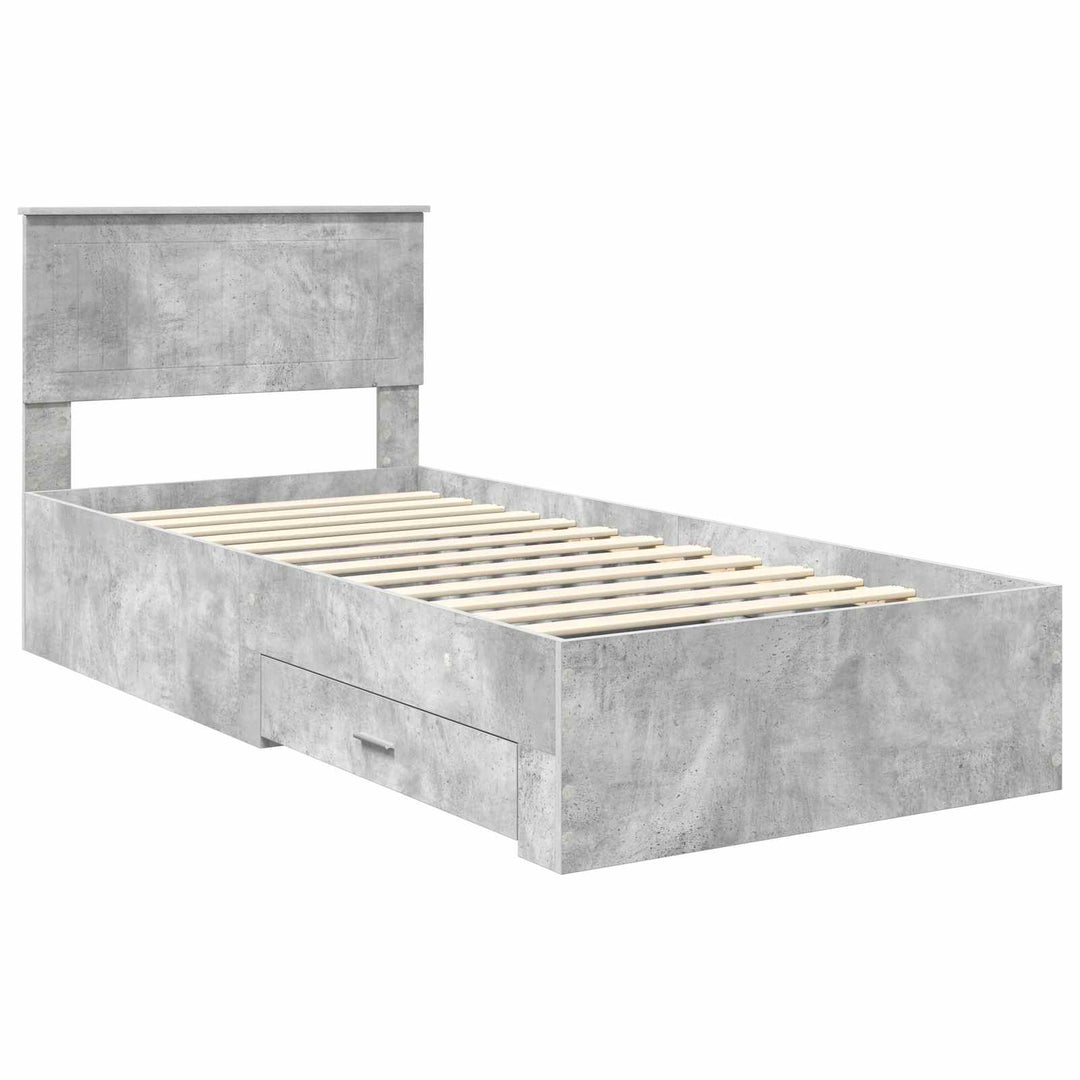 Sengestel med skuffe Betongrå 90 x 190 cm Konstrueret træ
