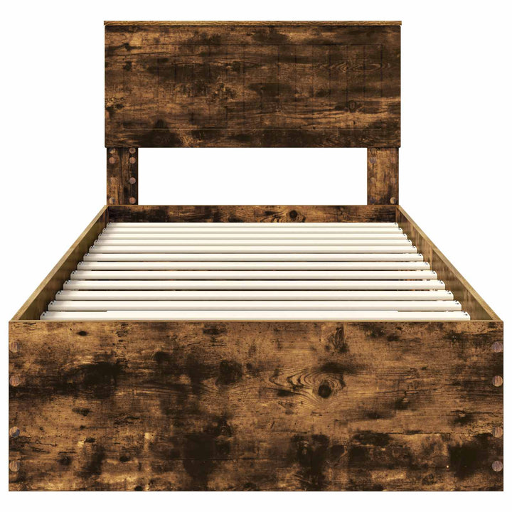 Sengestel med skuffe Røget eg 90 x 190 cm Konstrueret træ