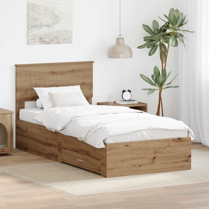 Sengestel med skuffe Artisan-eg 90 x 190 cm Konstrueret træ