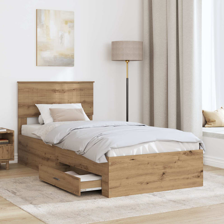 Sengestel med skuffe Artisan-eg 90 x 190 cm Konstrueret træ