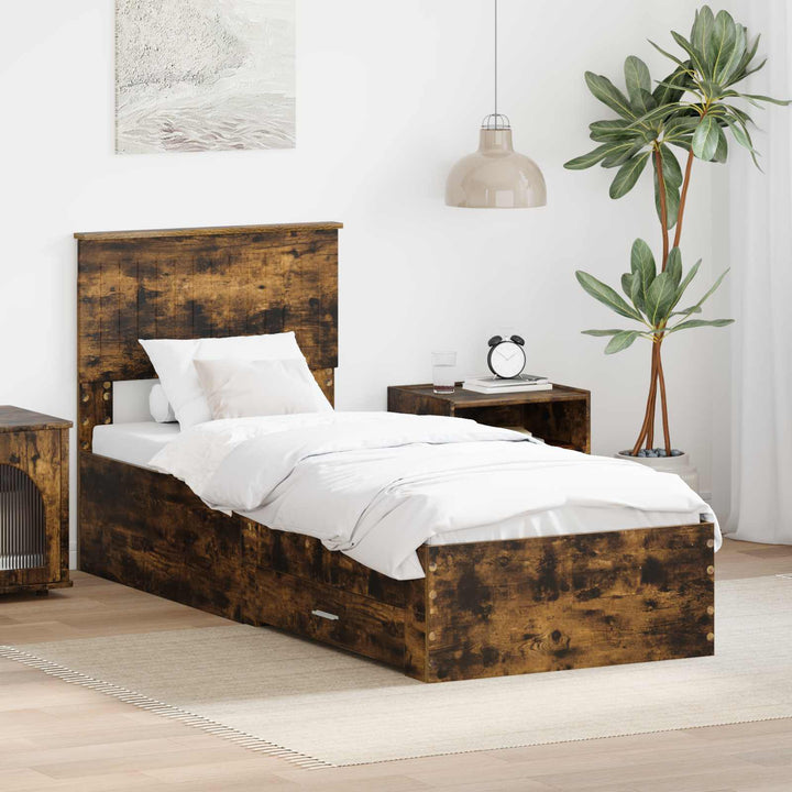 Sengestel Røget Eg og Sølv 75 x 190 cm Konstrueret træ