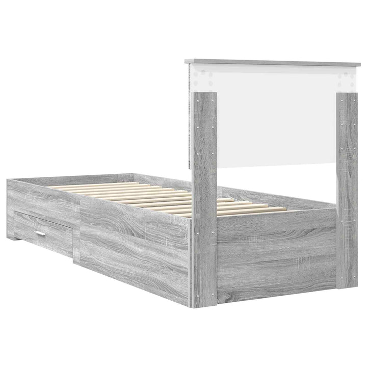 Sengestel Grå Sonoma og Sølv 75 x 190 cm Konstrueret træ