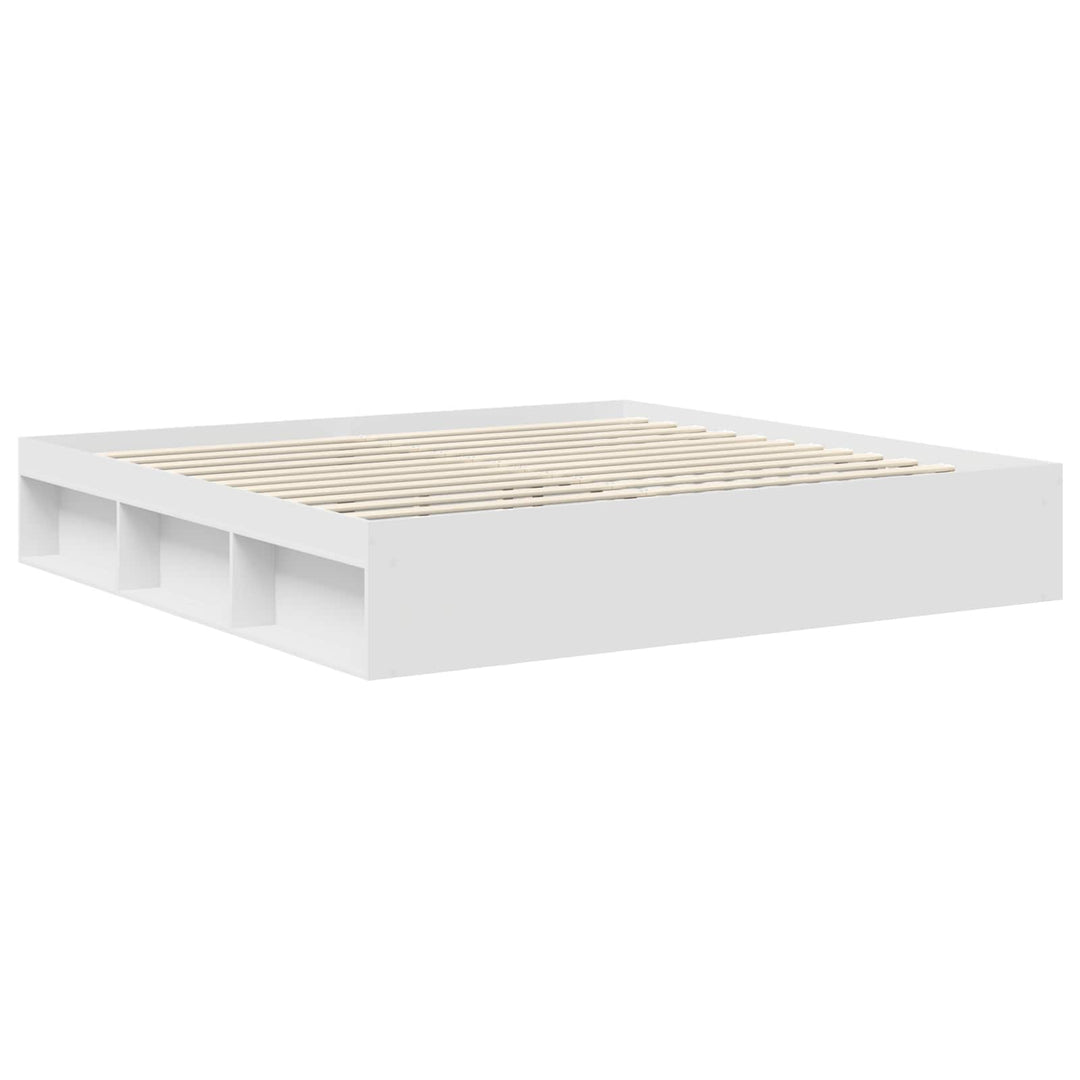 Sengestel med hovedgærde Hvid 200 x 200 cm Massiv fyrretræ