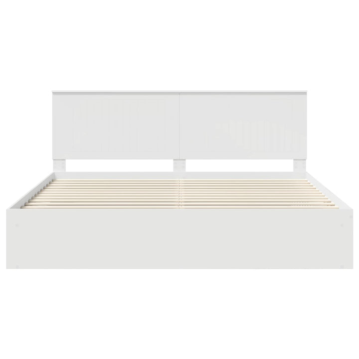 Sengestel med hovedgærde Hvid 200 x 200 cm Massiv fyrretræ