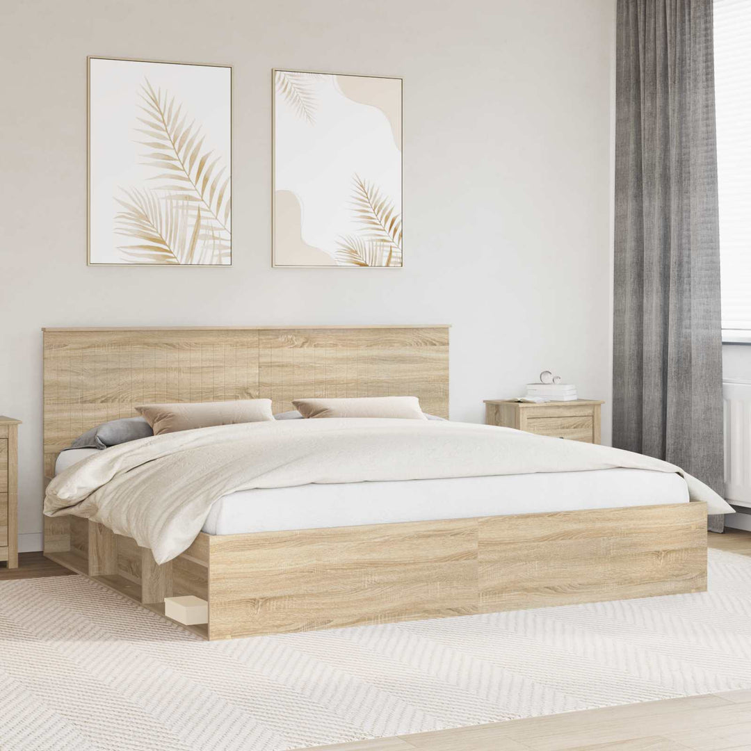 Sengestel med hovedgærde Sonoma 200 x 200 cm Massiv fyrretræ