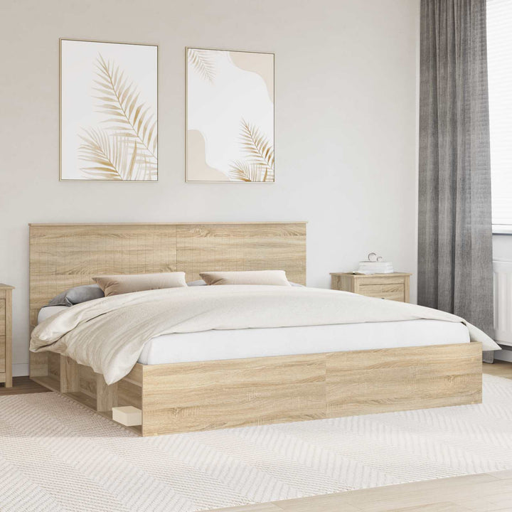 Sengestel med hovedgærde Sonoma 200 x 200 cm Massiv fyrretræ