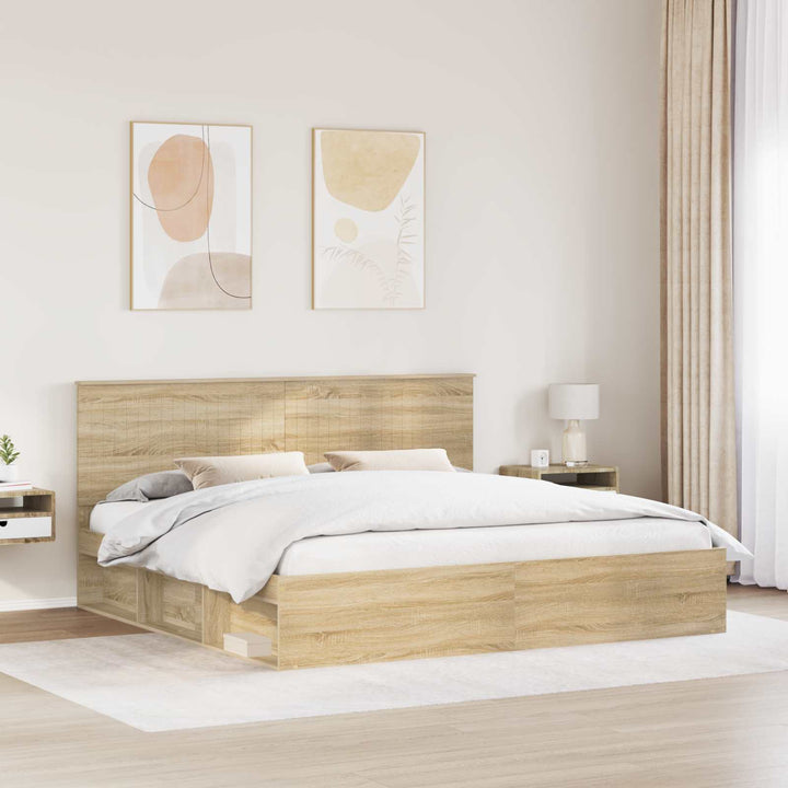 Sengestel med hovedgærde Sonoma 200 x 200 cm Massiv fyrretræ
